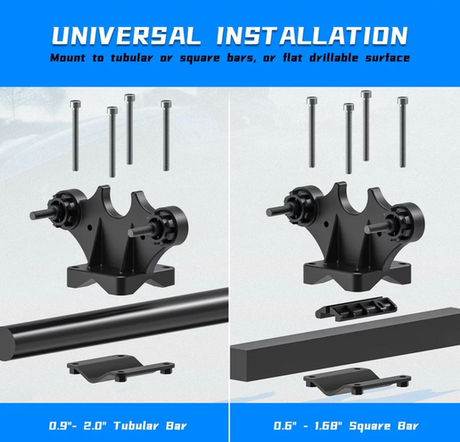 Gun Rack Graspur Double by DGT Agri for Can-Am Outlander; universal mounting for tubular or square bars.