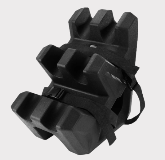 Gun Holder Rack – Universal UTV, black plastic with six gun slots and securing straps.