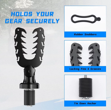 Tool/Gun Rack for Polaris Ranger/General by DGT Agri, black plastic with rubber snubbers and locking fins