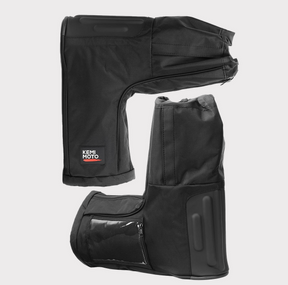 Handlebar Mittens – Universal Moulded, black with KemiMoto logo, pair