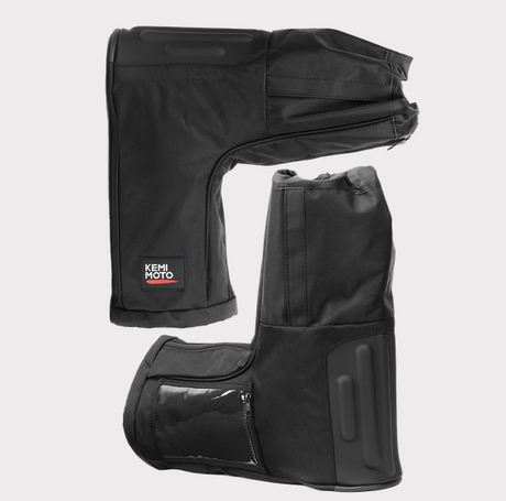 Handlebar Mittens – Universal Moulded, black with KemiMoto logo, pair