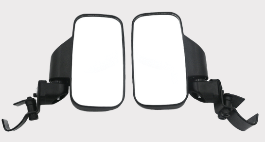 Side mirror pair for universal UTV by DGT Agri, black housings with mounting clamps
