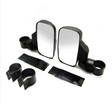 Pair of black universal UTV wing mirrors with 1.75–2in tube clamps and mounting hardware