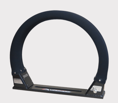 LifeGuard CPD & Mounting – Trax, black padded arch on metal mounting base.
