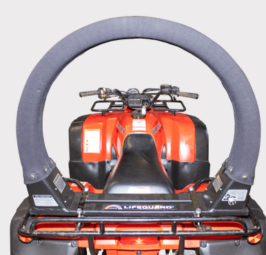 LifeGuard CPD & Mounting – Trax on red ATV with black front mounting rack