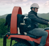 QuadGuard CPD & Mounting – Trax Red by DGT Agri on red tractor with rider and dog