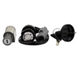 Ignition key switch and lock set for CFMOTO CForce 400-1000, metal cylinder with black housing, includes two keys.