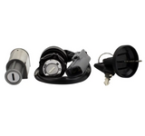 Ignition key switch and lock set for CFMOTO CForce 400-1000, metal cylinder with black housing, includes two keys.