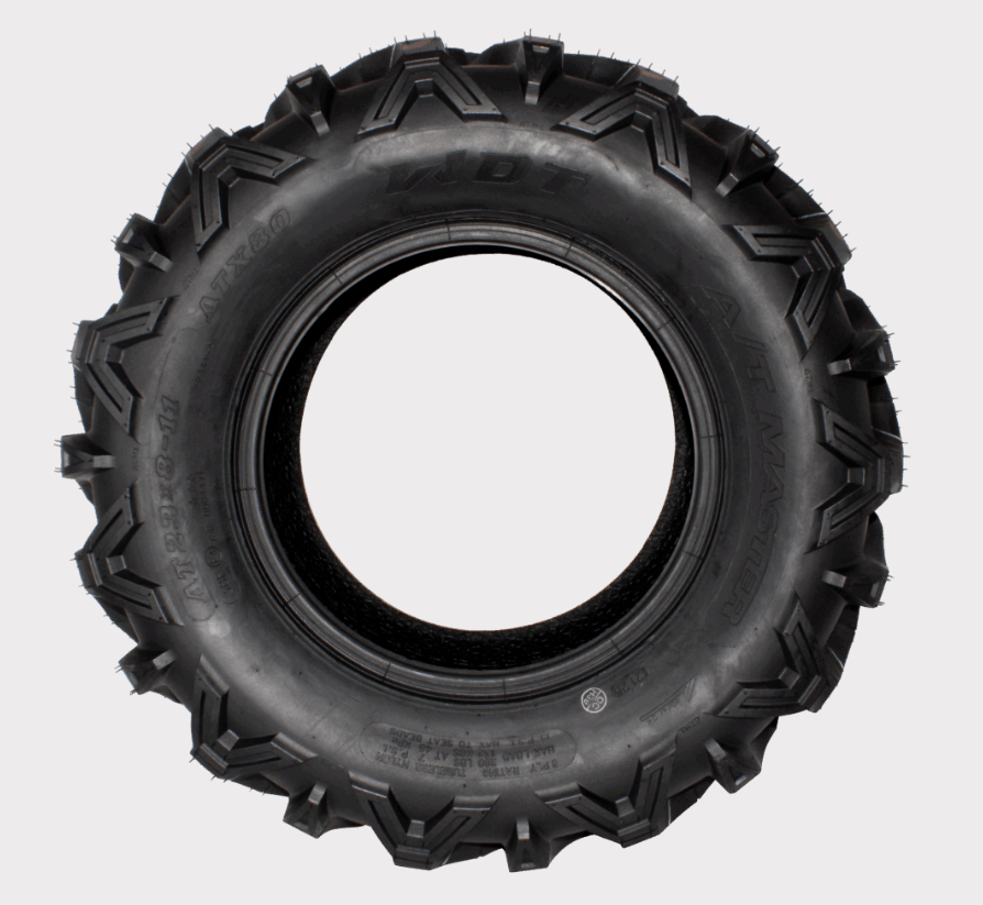 ATV tire 23x8x11, 6-ply WDT P341 ATX80 (E) by DGT Agri, rugged black rubber with aggressive tread
