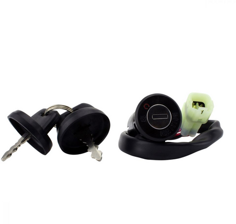 Ignition key switch 2-position for Yamaha YFM90 Raptor by DGT Agri, with two keys and wiring harness.