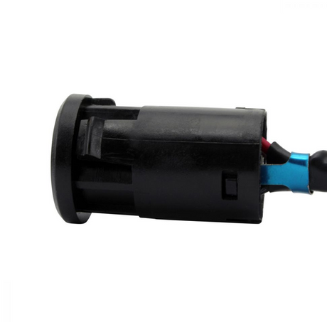 Ignition key switch, 2-position, Yamaha YFM90 Raptor (2009–2013) in black plastic housing with blue connector