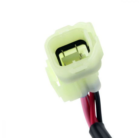 Ignition key switch, 2-position, Yamaha YFM90 Raptor; white plastic connector with red and black wires.