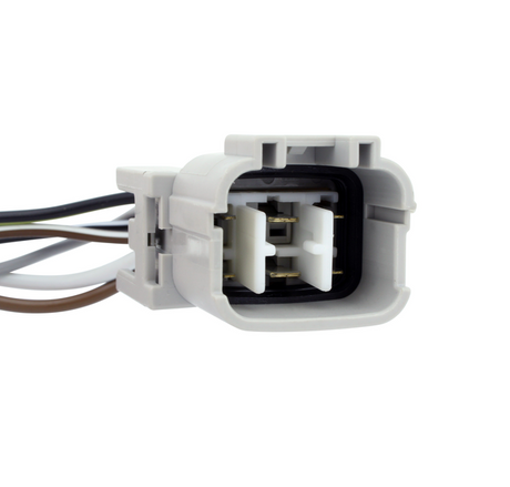 Ignition key switch connector, 3-position for Kawasaki Mule Pro/Teryx; white plastic housing with wiring harness.