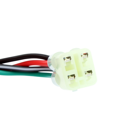 White 4-pin ignition switch connector with red, black and green wires