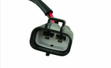 Ignition switch connector, 2-position, black housing with white inner, two metal terminals and red wire
