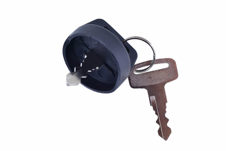 Ignition key switch, 3-position, for Arctic Cat 400-1000 (2008–2021); black plastic housing with metal key.