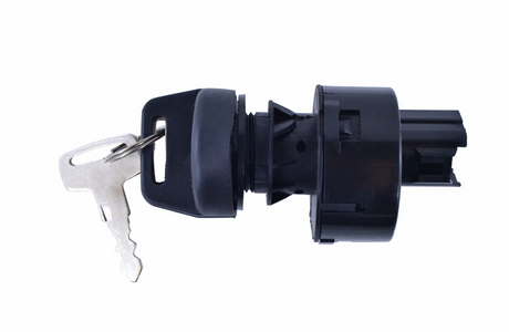 Ignition key switch, 3-position, black plastic housing with metal key; Arctic Cat 400-1000 (2008–2021), DGT Agri.
