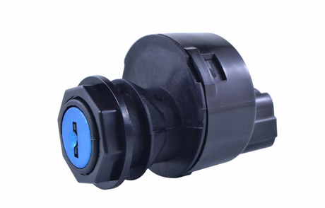 Ignition key switch, 3-position, black body with blue slot, DGT Agri Arctic Cat 400-1000 (2008–2021)