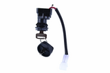 Ignition key switch 2-position for Suzuki LTZ90, black plastic with wiring harness and white connector, DGT Agri