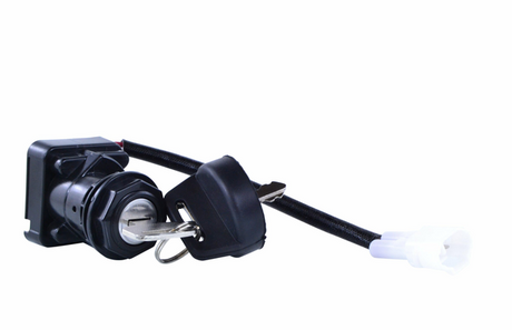 Ignition key switch, 2-position, with wiring harness and white connector for Suzuki LTZ90 QuadSport (2007–2020)