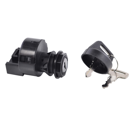 Ignition key switch with housing and cylinder for Polaris Ranger Crew/Sportsman/RZR; 4-position, two-piece set with two keys