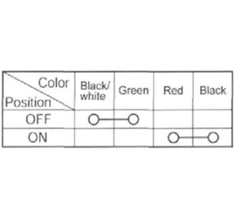 Ignition key switch 2-position for Honda TRX200/250/400EX by DGT Agri; OFF/ON wiring color diagram.