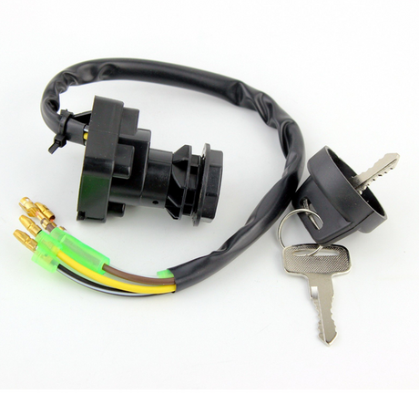 Ignition key switch 2-position black with wiring harness and key for Kawasaki KLF220 Bayou (1988–1995)