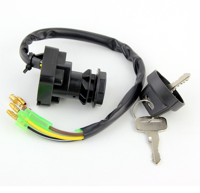 Ignition key switch 2-position black with wiring harness and key for Kawasaki KLF220 Bayou (1988–1995)