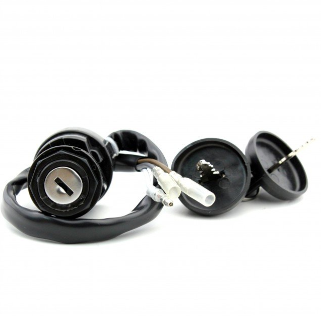 DGT Agri ignition key switch kit for Kawasaki KLF300 Bayou C Euro, black housing with wiring harness.