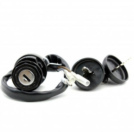 DGT Agri ignition key switch kit for Kawasaki KLF300 Bayou C Euro, black housing with wiring harness.