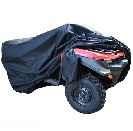 ATV cover for Can-Am Outlander 500-1000, extra-large, black cover over a red ATV by DGT Agri