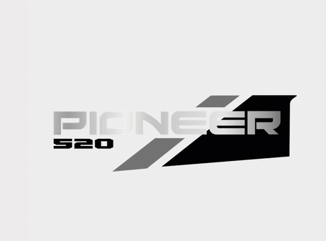 Sticker for Honda Pioneer SXS520 left rear side featuring PIONEER S20 graphic in silver and black