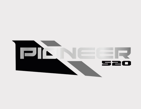Sticker - R/H side rear for Honda Pioneer SXS520 by DGT Agri, Pioneer logo in black and gray