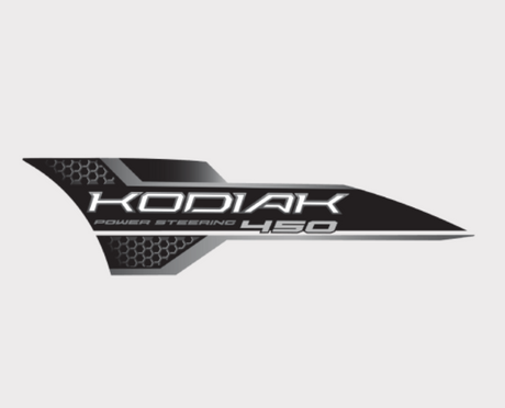 Sticker – L/H Tank for Yamaha Kodiak 450 (2019) by DGT Agri; black with silver accents and honeycomb pattern.