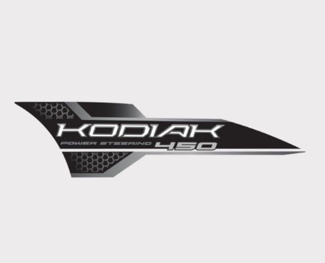 Sticker – L/H Tank for Yamaha Kodiak 450 (2019) by DGT Agri; black with silver accents and honeycomb pattern.