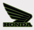Sticker - Honda Wing logo for right-hand tank, black with olive-green outline