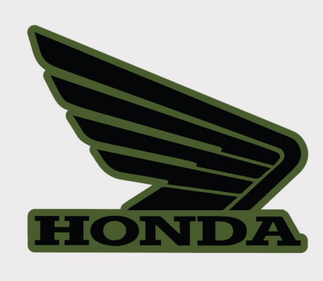 Sticker - Honda Wing logo for right-hand tank, black with olive-green outline