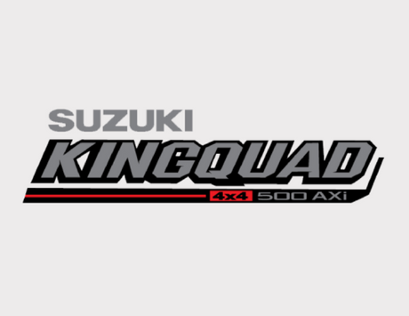Sticker decal for Suzuki KingQuad 500 AXi 4x4 tank, black/gray with red stripe