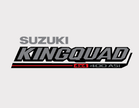 Sticker - Tank - Suzuki KingQuad 400 4x4 ASi logo decal with black/gray lettering and red accent