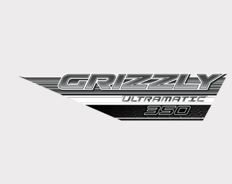 Sticker for Yamaha Grizzly 350 tank, right-hand side, silver Ultramatic 350 logo decal.