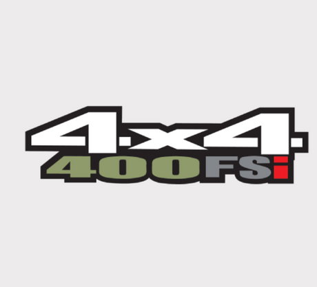 Sticker for Suzuki King Quad 400 FSi by DGT Agri; black-outlined white 4x4 logo with green 400 and red accents