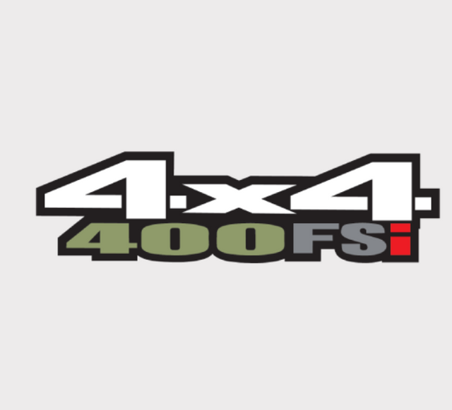 Sticker for Suzuki King Quad 400 FSi by DGT Agri; black-outlined white 4x4 logo with green 400 and red accents