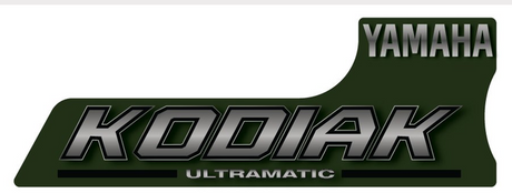 Sticker - Tank R/H - Yamaha Kodiak 400/450 Ultramatic, green background with Yamaha logo.
