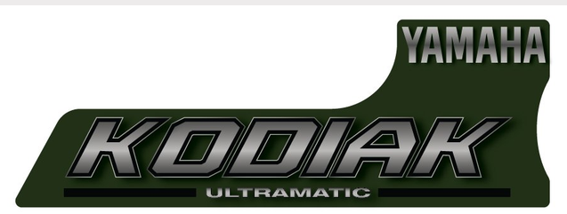 Sticker - Tank R/H - Yamaha Kodiak 400/450 Ultramatic, green background with Yamaha logo.