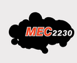 Sticker Kioti MEC2230; black cloud background with red MEC text