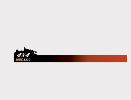 Sticker L/H Kioti Mec 2230 4x4 – black-to-orange gradient bar with 4x4 MEC2230 logo