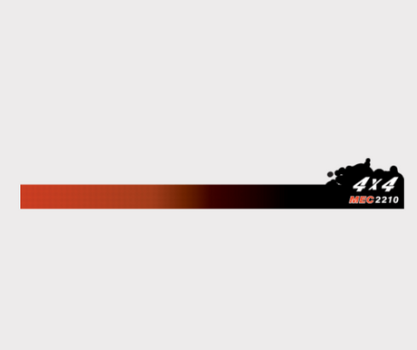 Sticker – R/H – orange-to-black gradient strip with 4x4 MEC2210 logo