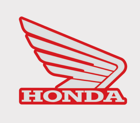 Sticker – Honda wing logo, red and white, 133mm decal for tank