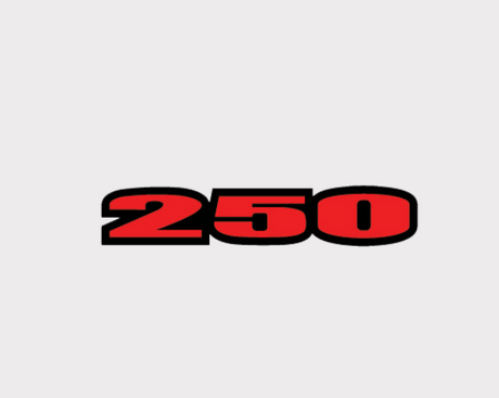 Sticker for Suzuki LT-F250 Ozark red 250 badge with black outline