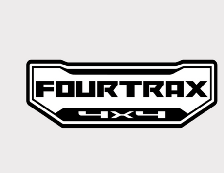 Sticker – Front Centre – Honda TRX420 Fourtrax 4×4, black and white Fourtrax logo shield